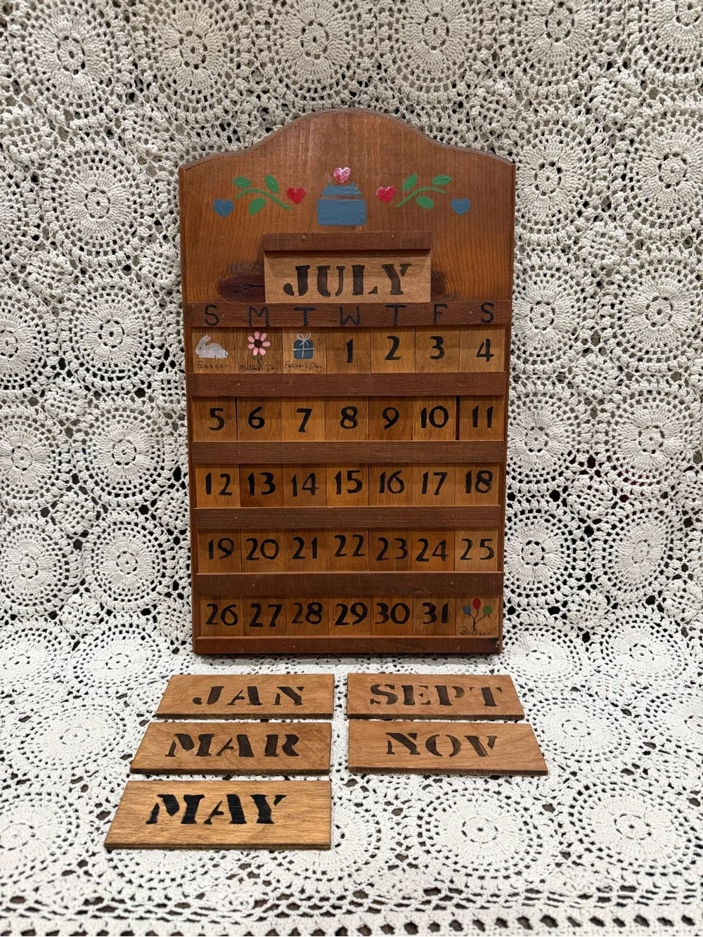 Wooden Perpetual Pocket Calendar - Brown